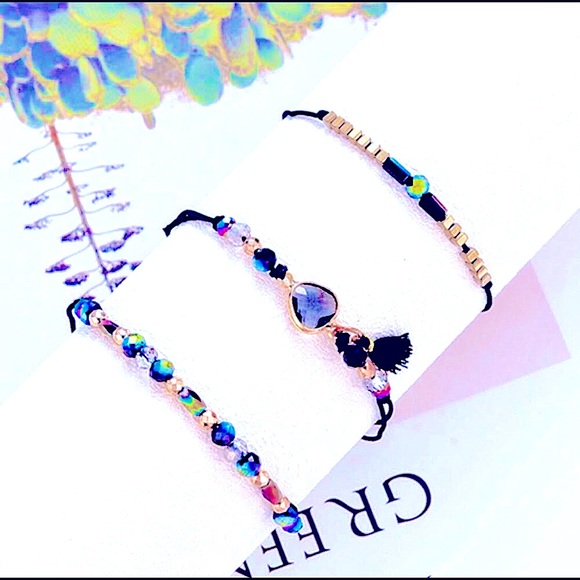 NEW Deep Blue 3Pc Friendship Bracelet Set - Picture 5 of 6